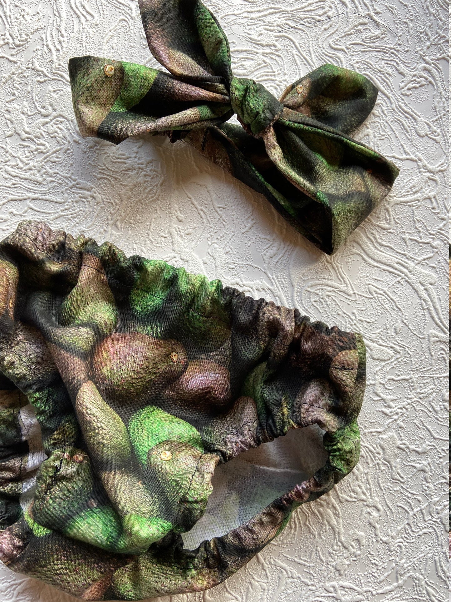 Headband bloomer set, avocado cake smash, girl bloomer set, knot headband bloomer, avocado diaper cover, baby girl gift, bloomer girl set