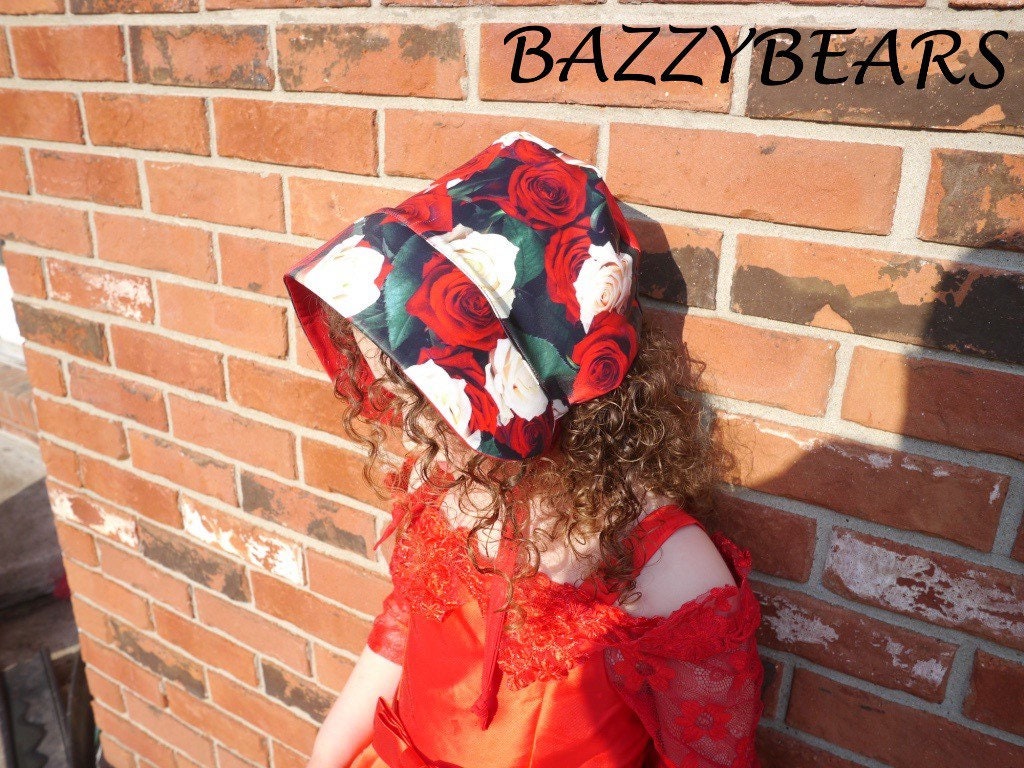 Valentines Day Roses Satin Sunhat and Bonnet