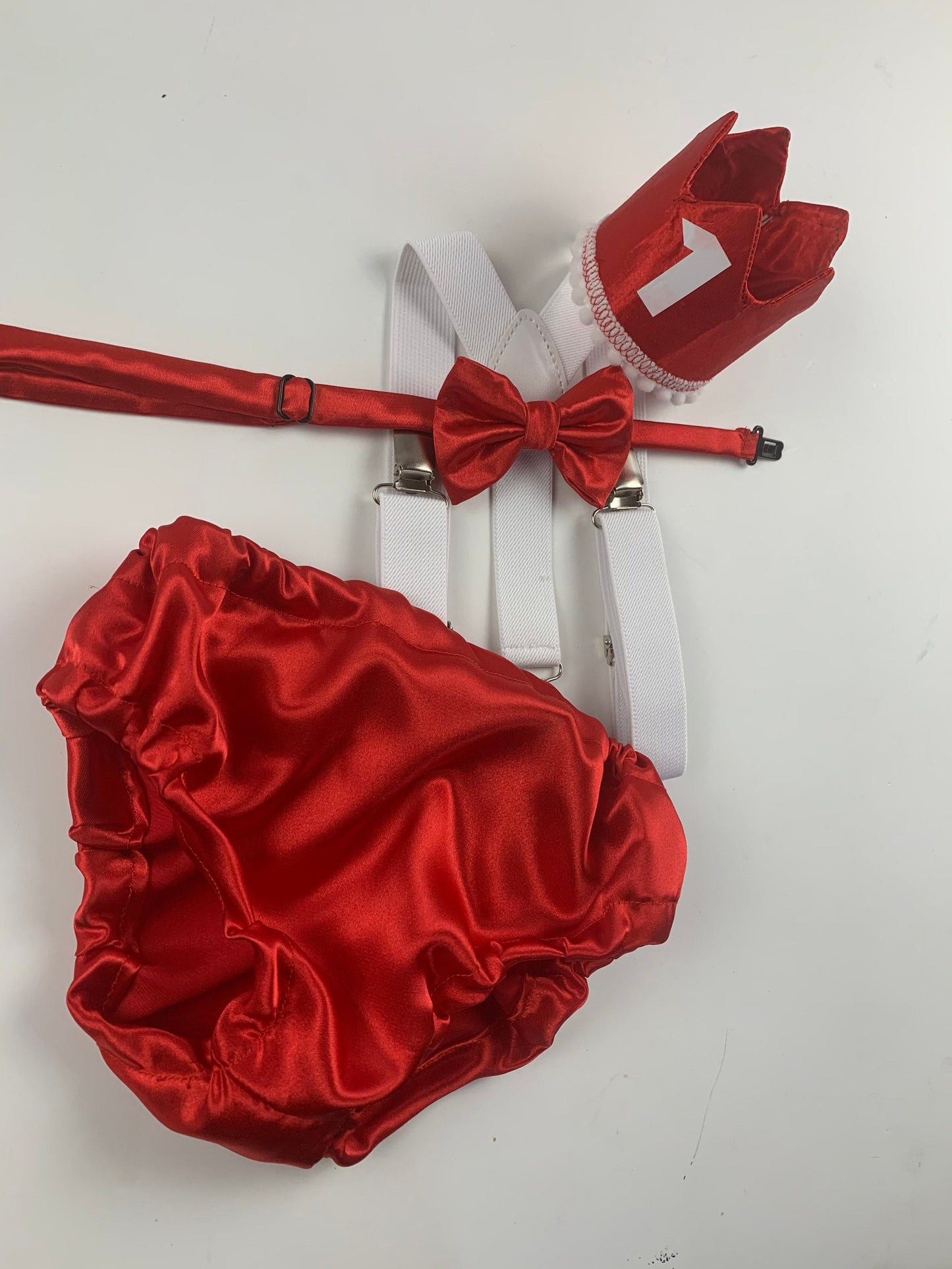 1st Birthday boy cake smash bow tie suspenders outfit 12 mo Red White LOVE Valentine day Bow, bloomers, shorts,diaper cover