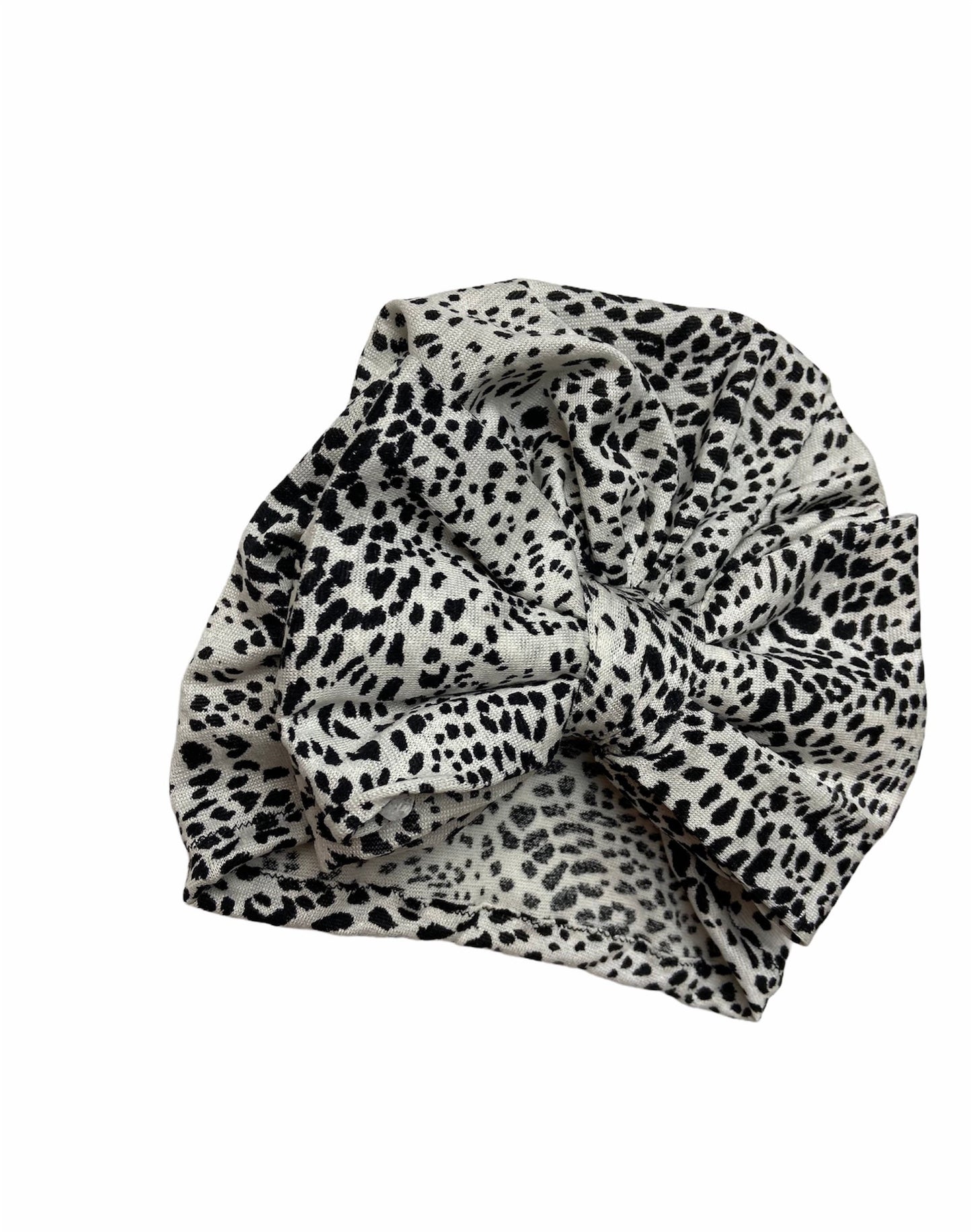 Mesh animal print turban hat