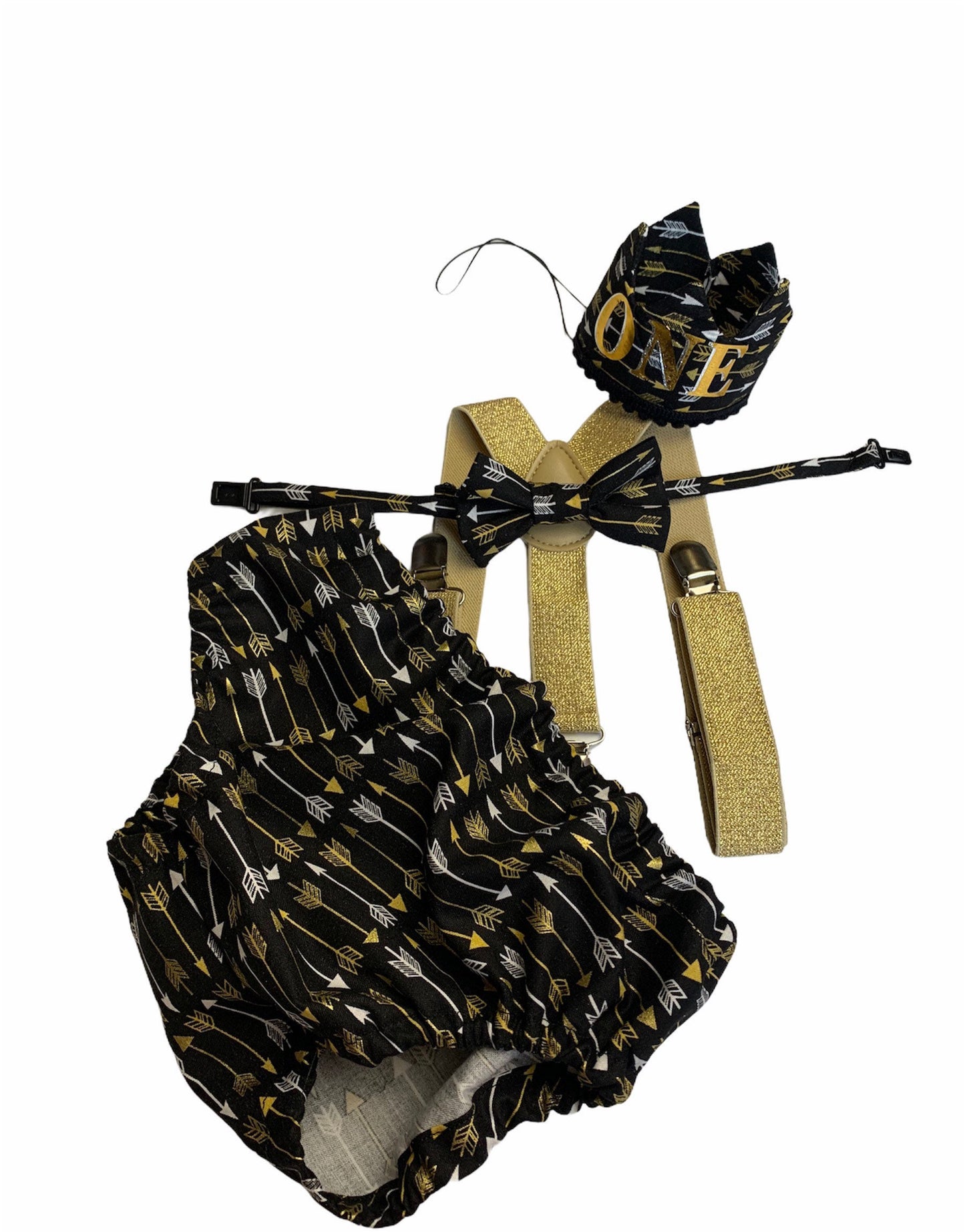 King of the wild things outfit, wild one cake smash outfit, boys party crown, one year boy outfit, black gold boy birthday outfit, boy tie