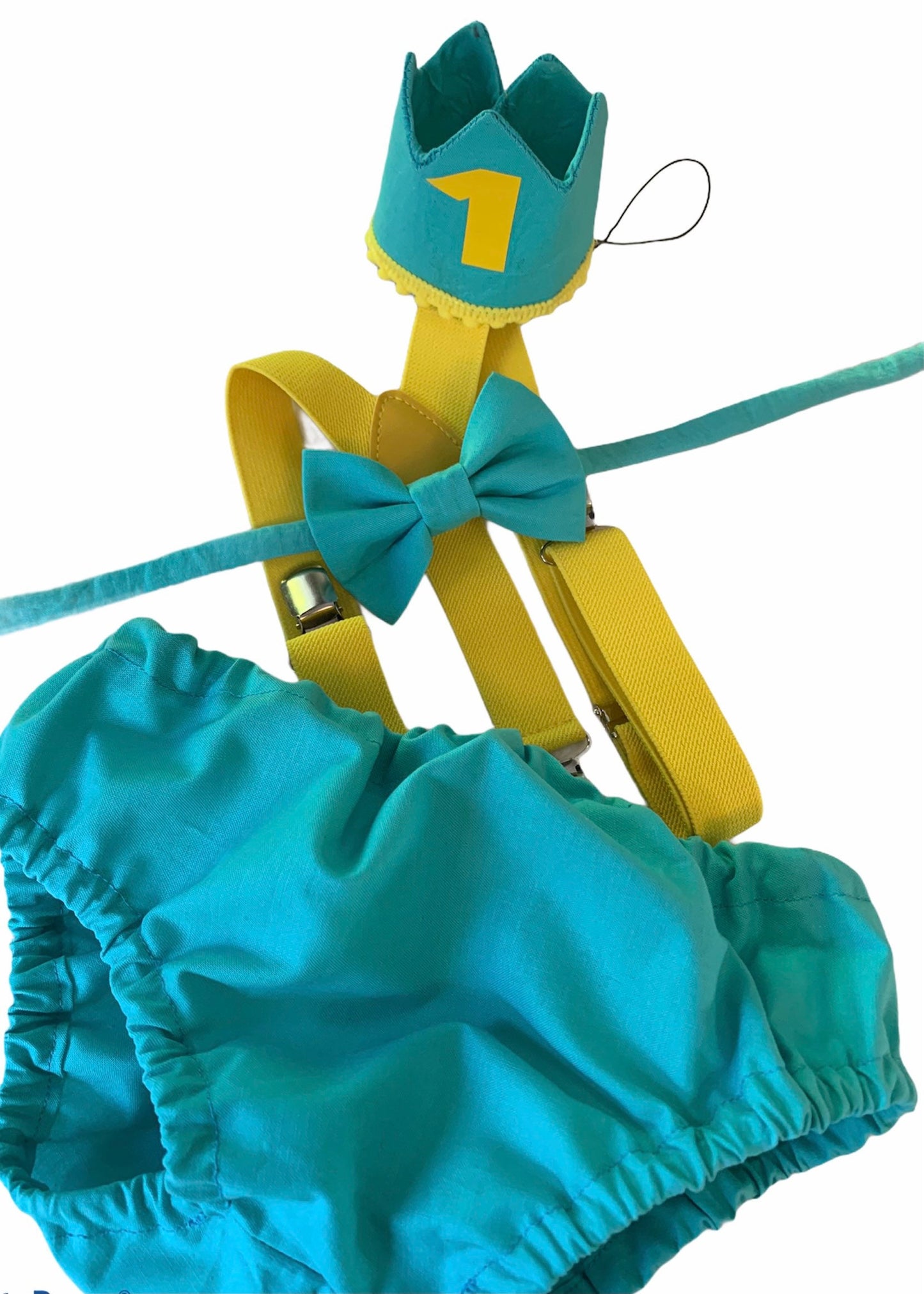 Easter Cake Smash Outfit aqua green Yellow — Boys First Birthday Outfit
