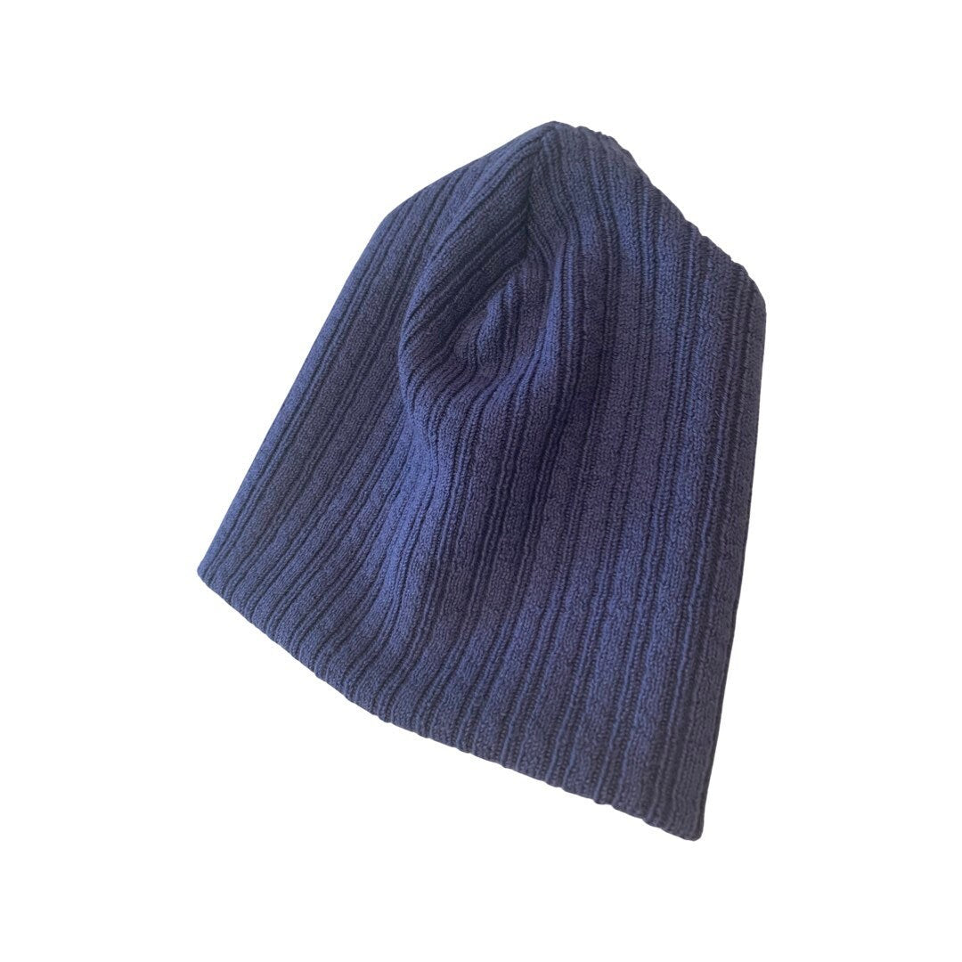 Wool Navy Rib-Knit Winter Beanie | baby to adult