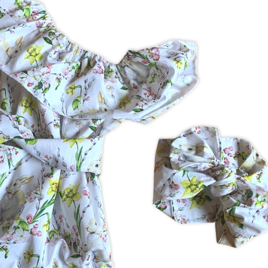Baby Girl Easter Bunny Romper Daffodil Outfit