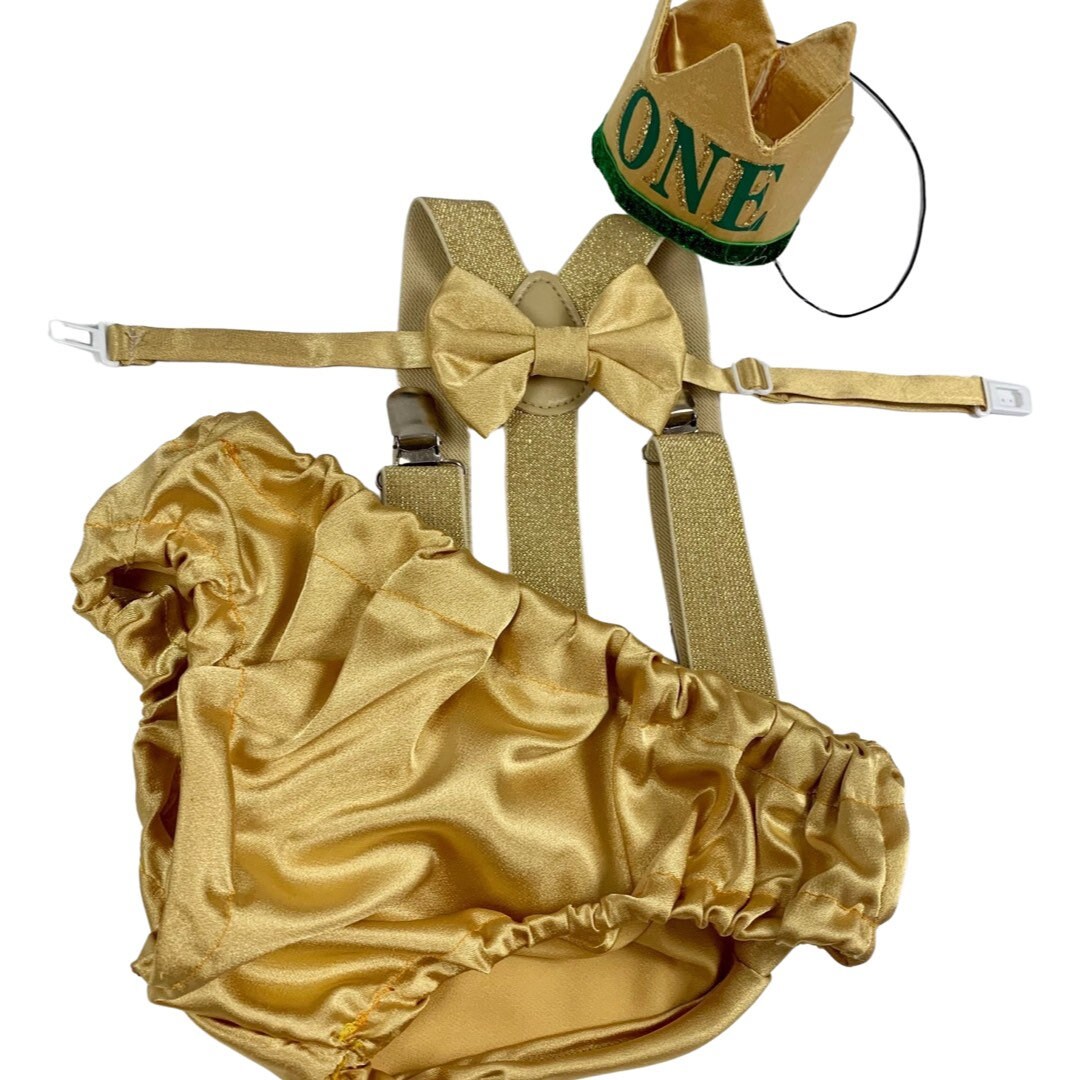 GOLD Cake Smash outfit for a 1st Birthday