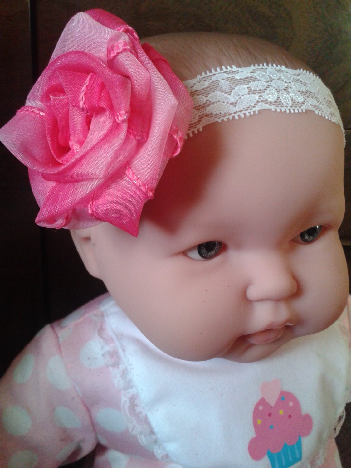 simple rose headband, baby rose headband, pink rose headband, pink rose baby headband, baby headband, pink baby headband, newborn photo prop