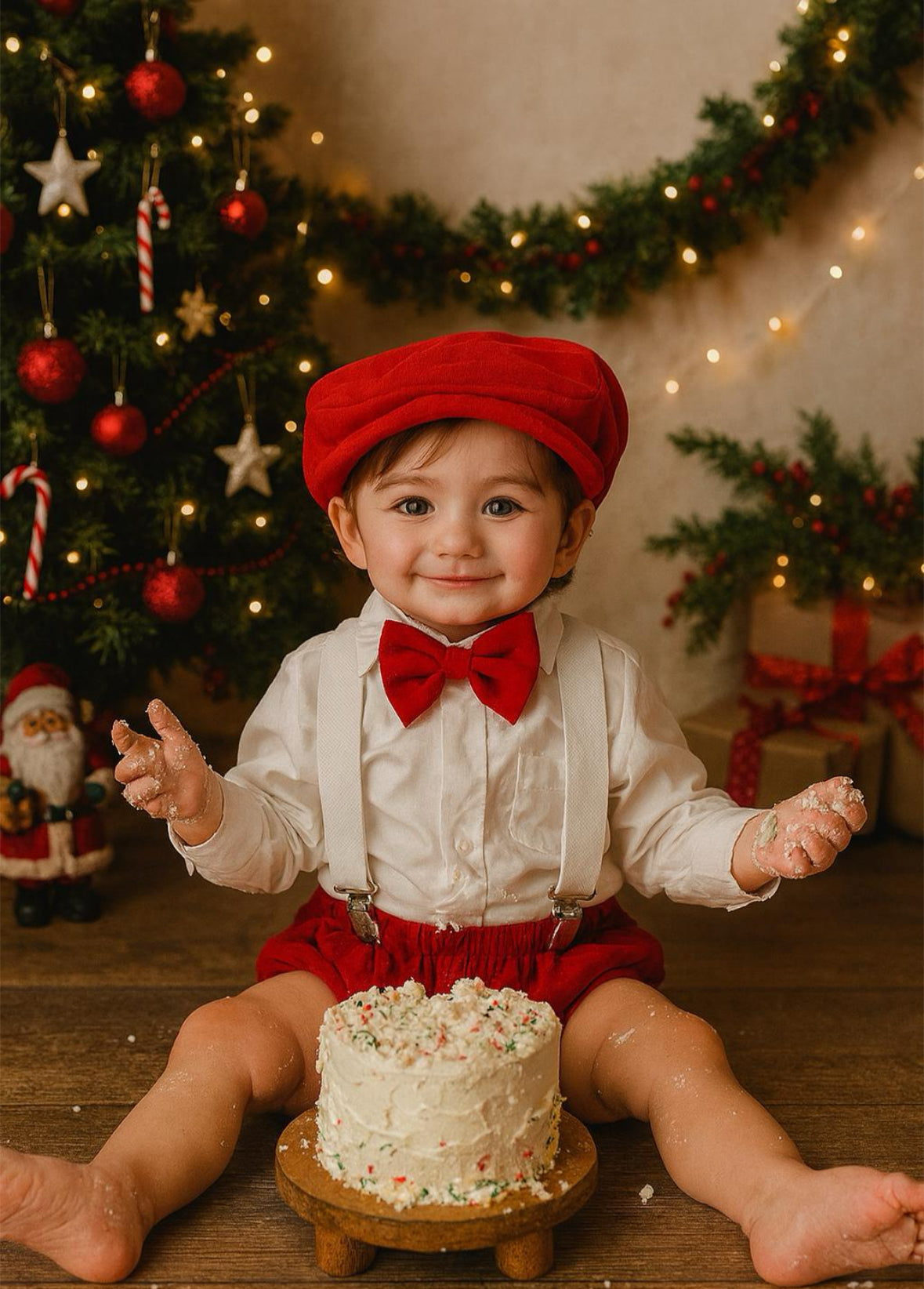 Velvet Christmas Cake Smash Outfit