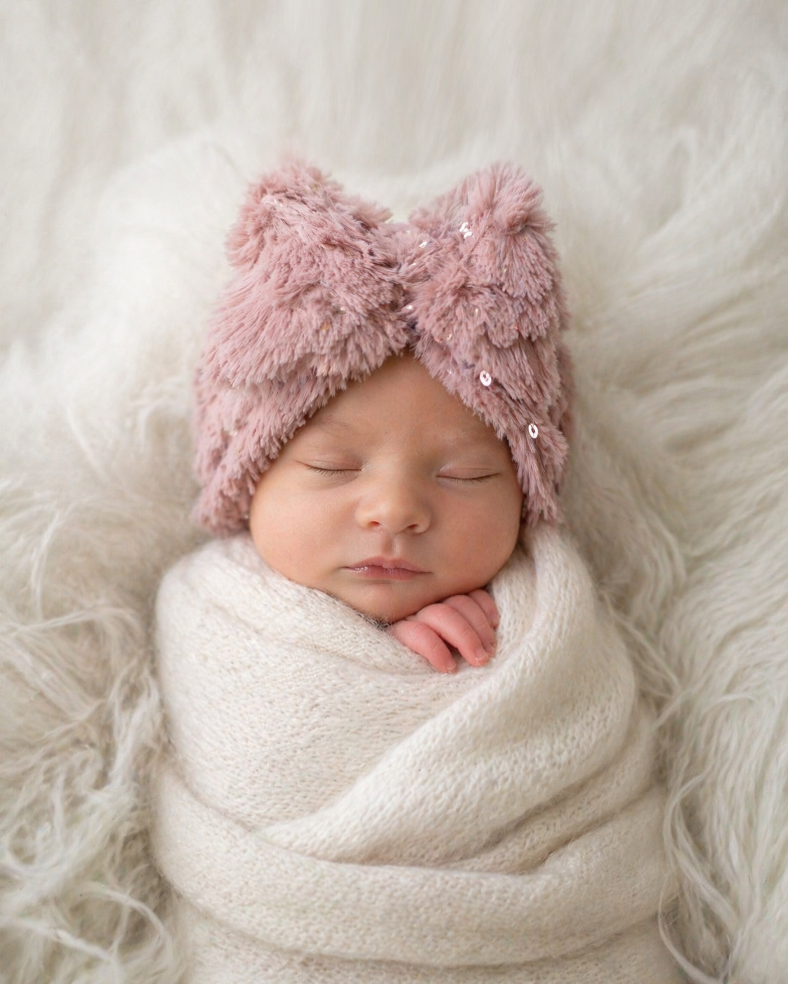 Blush Pink Baby Turban Hat with Bow | Soft Winter Headwrap