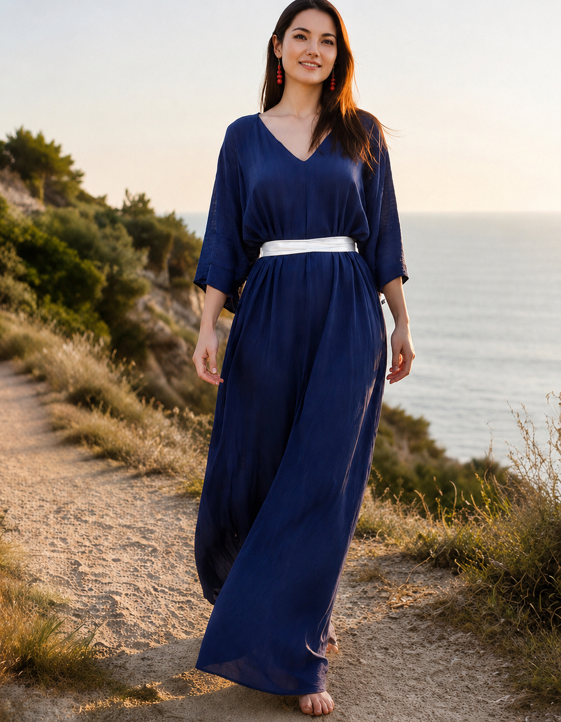 Womens crinkled Greek Chiton Maternity Dress
