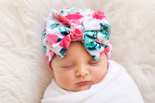 Baby girl rose newborn hospital hat, baby hospital beanie cap in pink rose