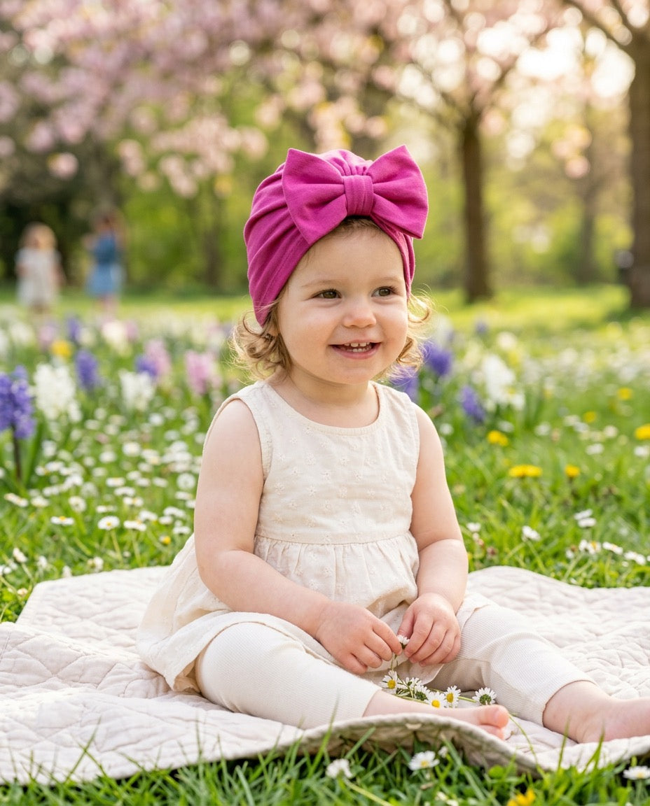 Fuschia Pink Bow Turban – Baby Headwrap