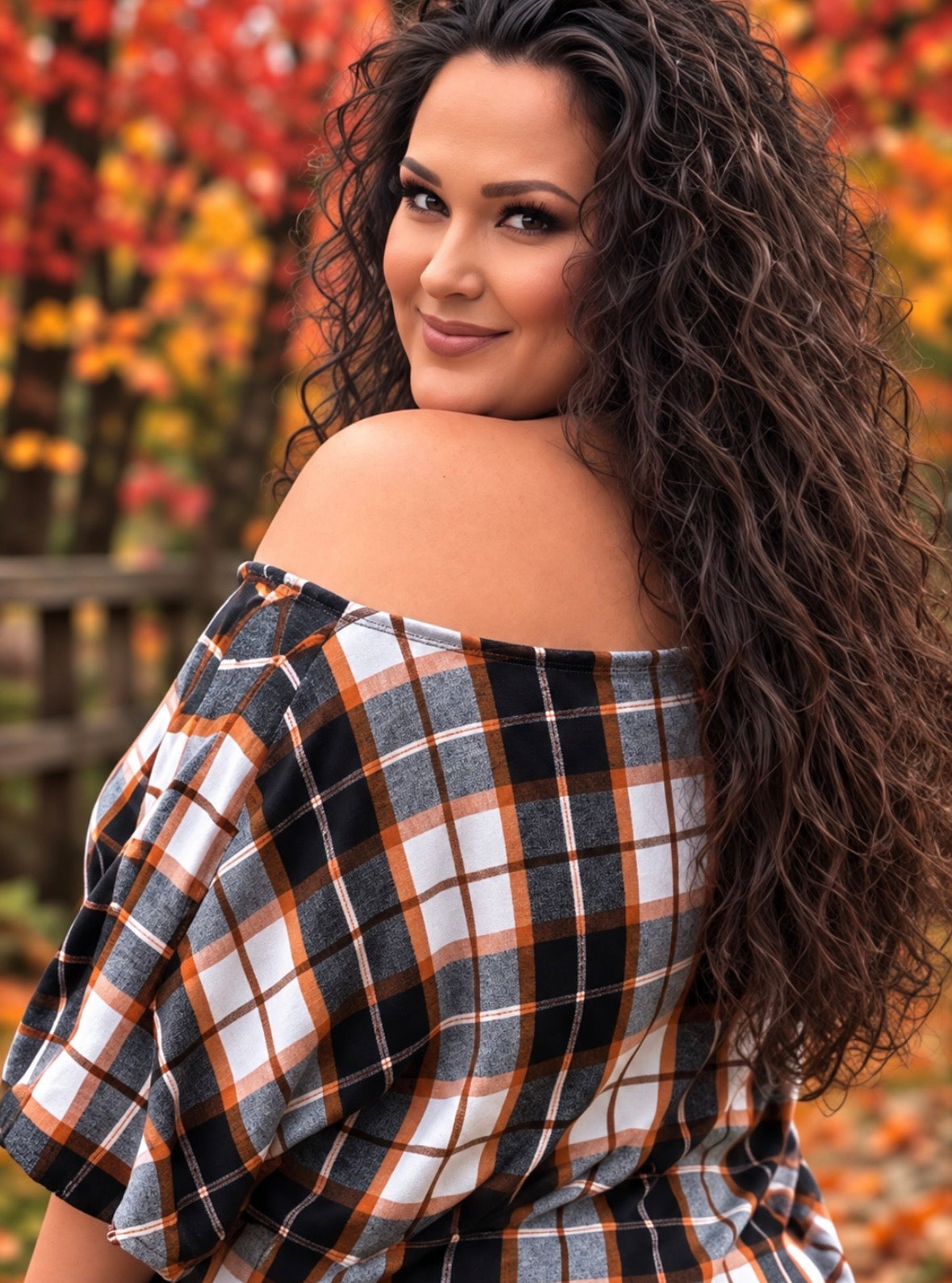 Women’s Plaid Off Shoulder Batwing Top | Oversized Fall Poncho Blouse