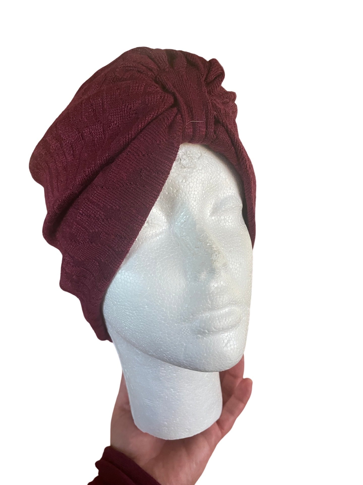 Cozy “dark Beauty” WINTER Comfortable Pre-Tied Cable knit Turban for hair protection and style