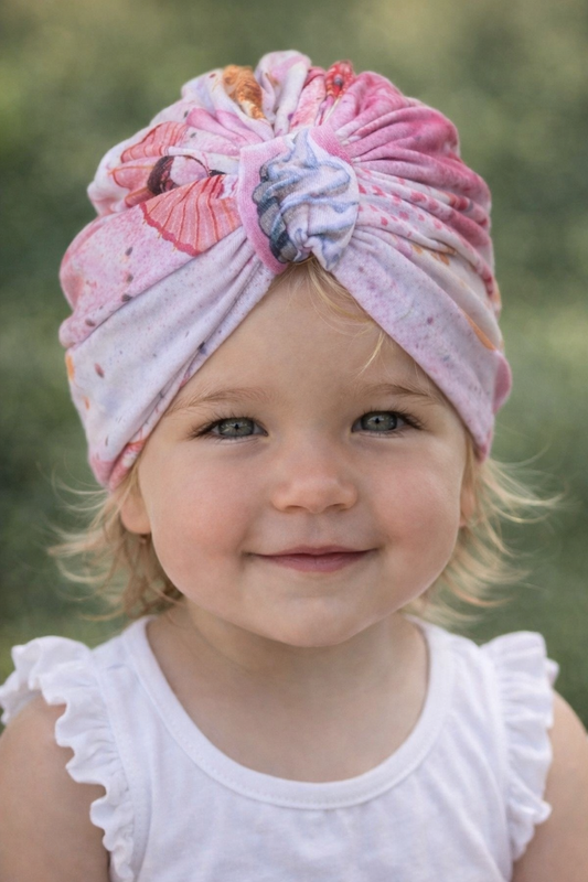 Sweet Summer Ice Cream Soft Baby Turban Hat – Newborn & Infant Headwrap - Satin lined - curly hair cap