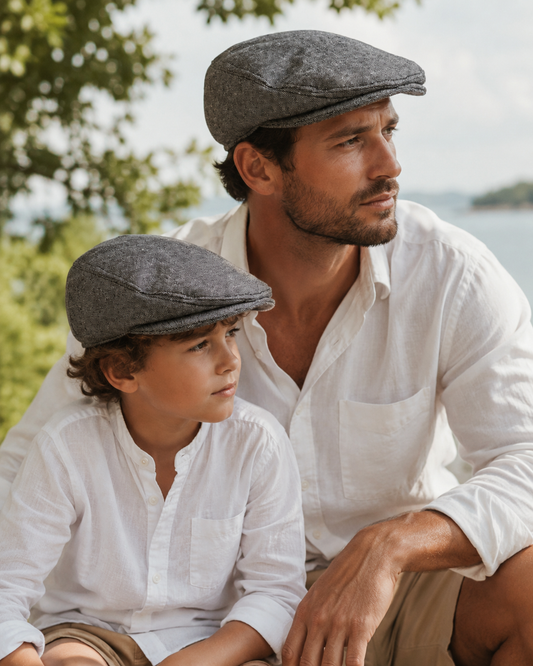 Black denim Cotton Flat Cap, Mens Summer Hat, Irish Cap, Golf Cap, Fathers Days Gift