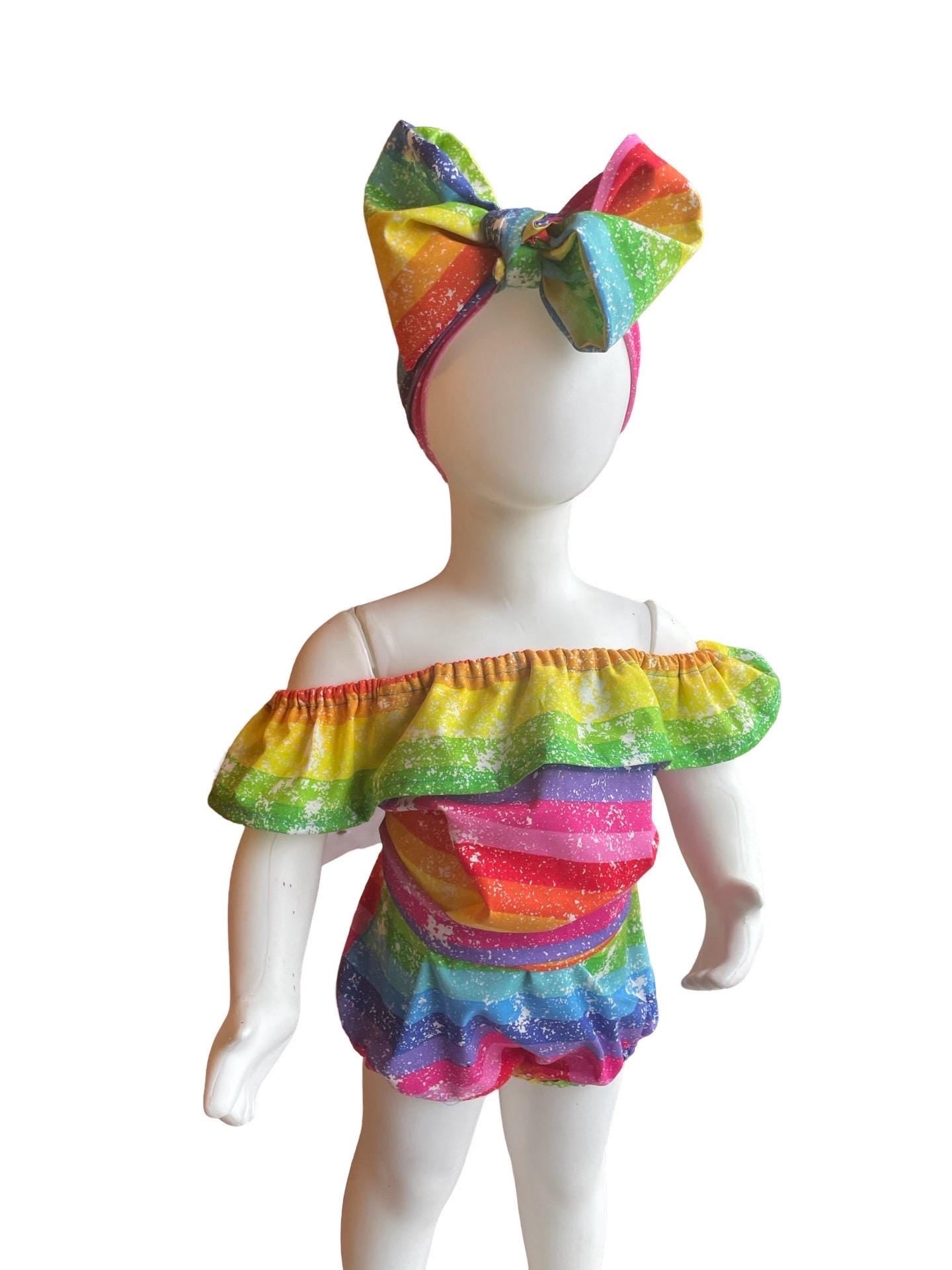 Rainbow Birthday Romper with Matching Bow Wrap | Custom Baby Girl Outfit | Cake Smash & First Birthday