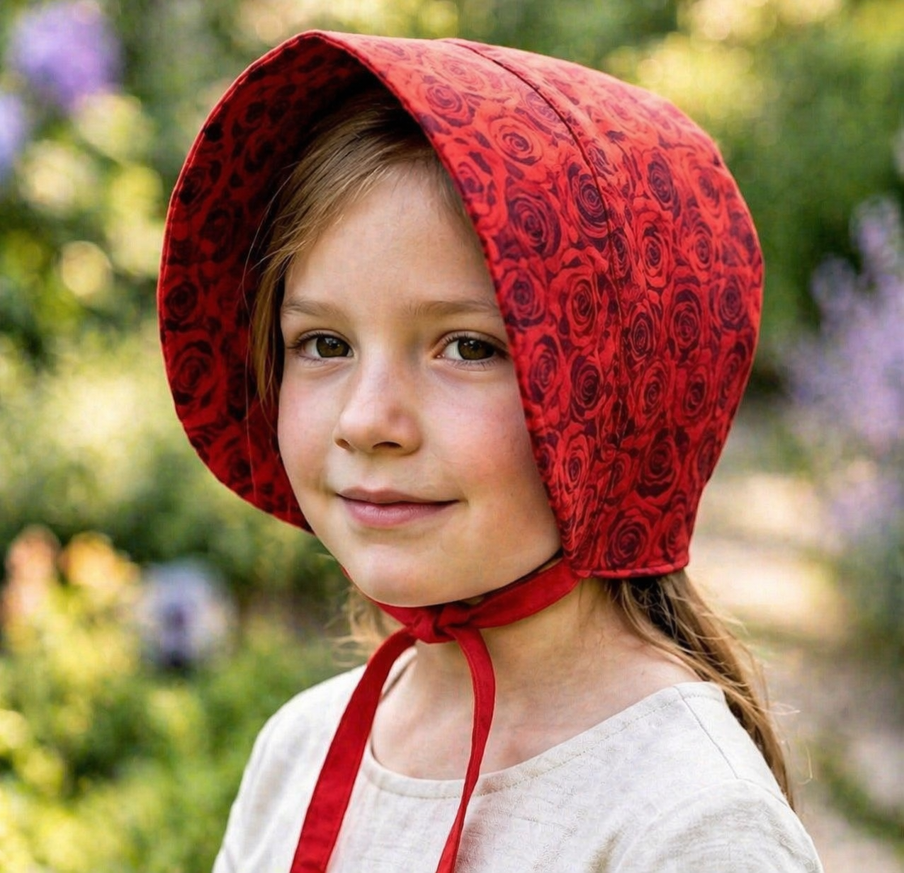 Valentine red roses summer sunhat and baby bonnet
