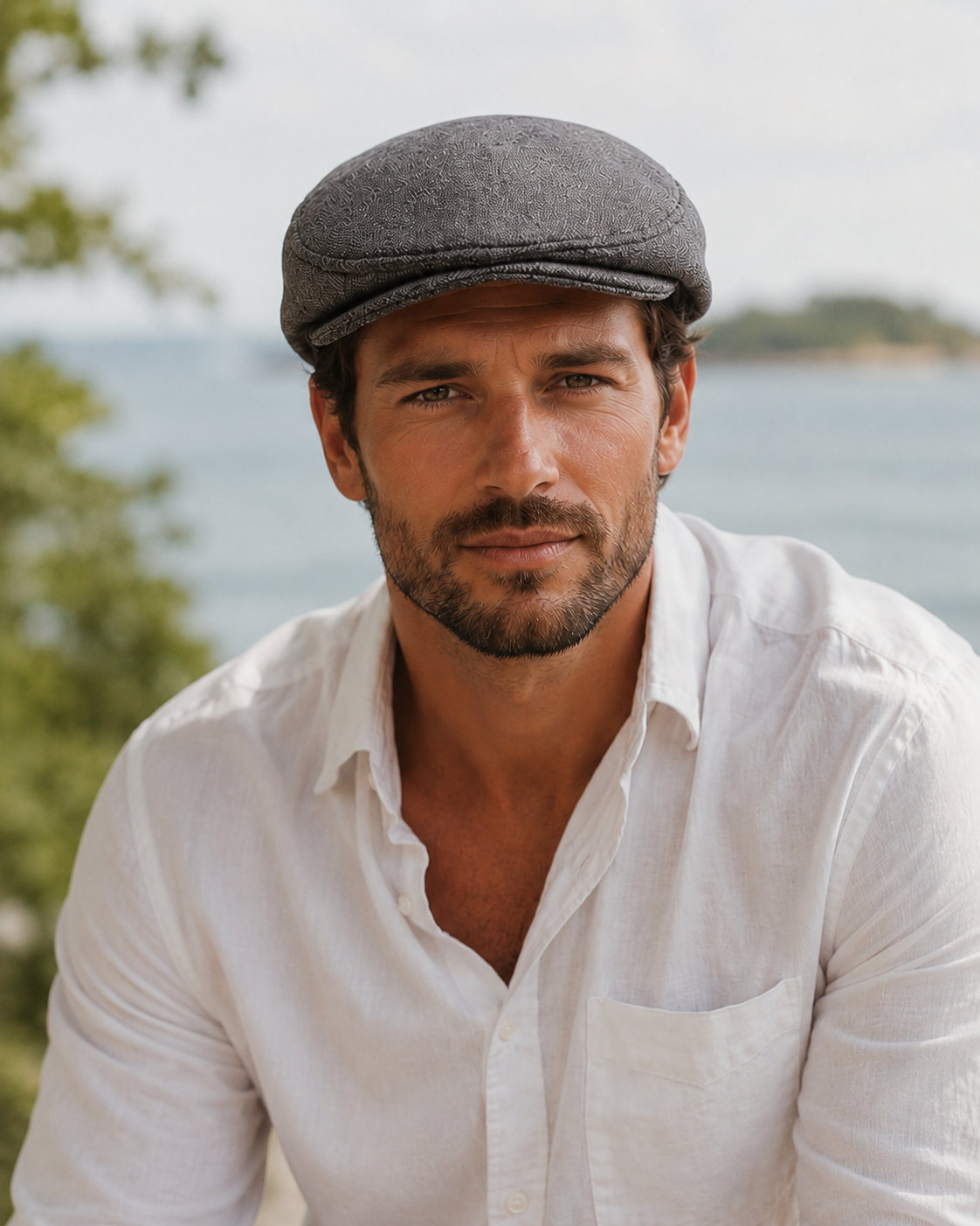 Black denim Cotton Flat Cap, Mens Summer Hat, Irish Cap, Golf Cap, Fathers Days Gift