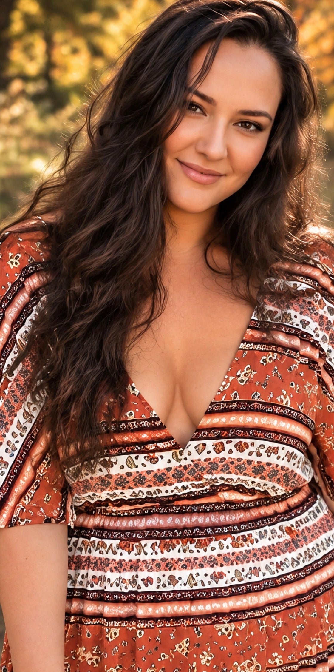 Women’s Batwing Sleeve Boho Maxi Dress | Lightweight Cotton Jersey Blend | Rust V-Neck Dress with sunflowers