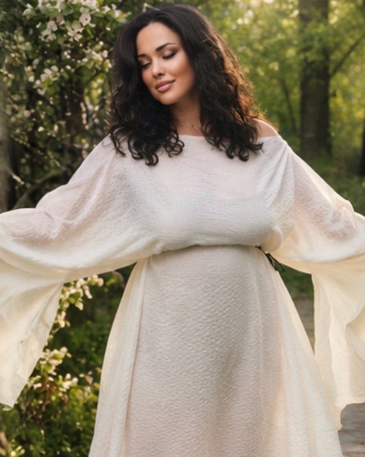 Ethereal goddess dress | bohemian butterfly sleeve maxi dress | bright oversize flowy goddess dress | long off shoulder dress | boho