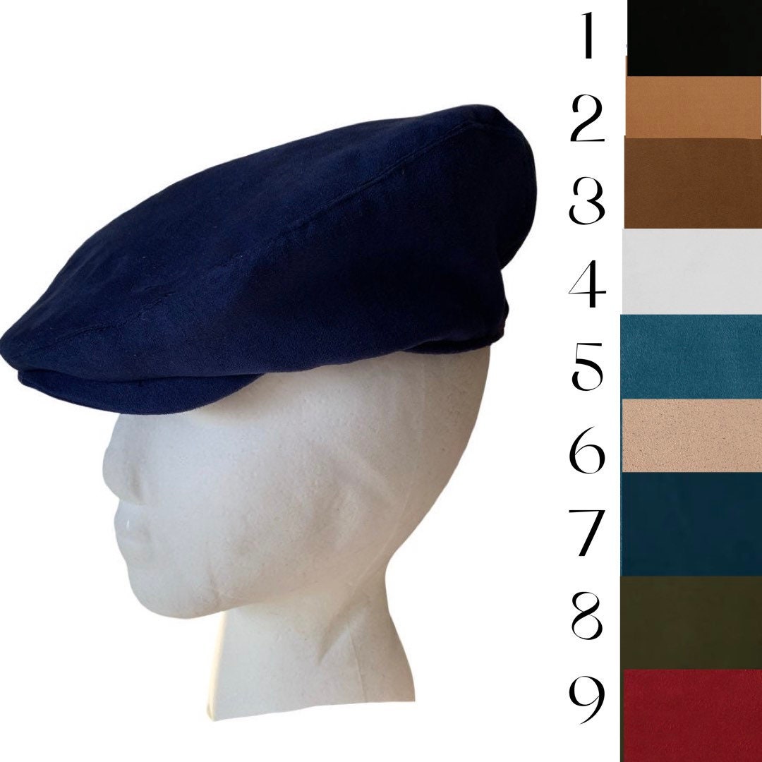 Suede Boys Flat Cap Hat Navy Blue Linen - Kids Peaky Blinders Cap - Baby Gatsby Hat - Toddler Newsboy Hat