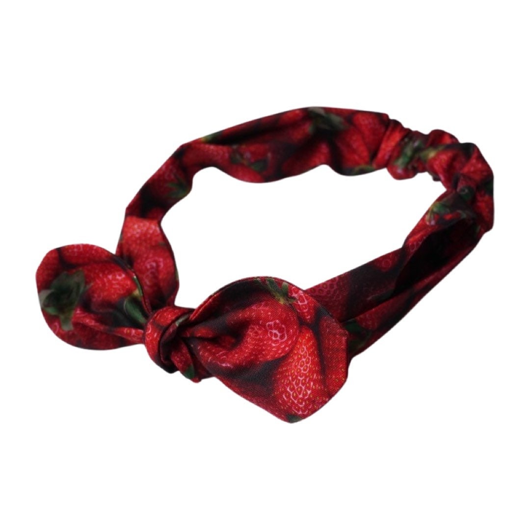 Knotted Headband | Handmade Mommy and Me Head Tie | Strawberries | Strawberry | Strawberry headwrap | Red | Baby Girl | Adult Women