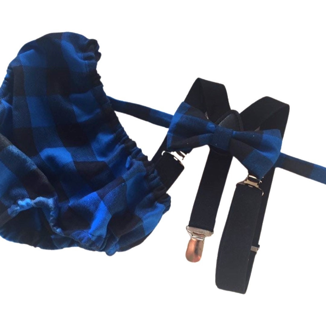 Cake Smash Outfit Boy Girl Buffalo Plaid Set or Buy the Piece Diaper Cover Bow Tie Suspenders Boys First 1st Birthday Lumberjack Photoshoot