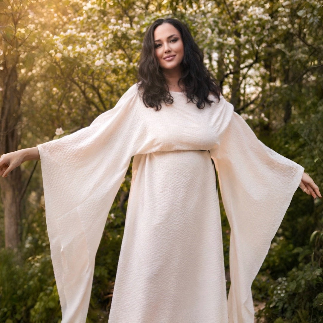 Ethereal goddess dress | bohemian butterfly sleeve maxi dress | bright oversize flowy goddess dress | long off shoulder dress | boho