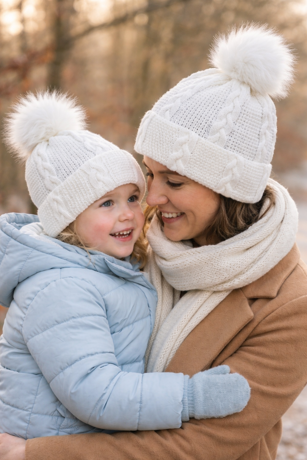 Matching Mommy & Me Pom Pom Toques | Soft Knit Winter Beanies for Mama & Baby