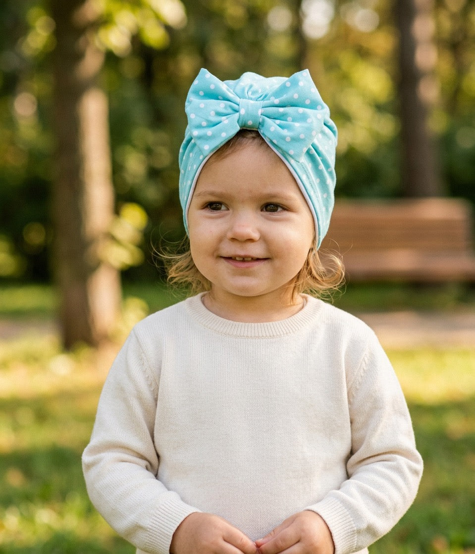 Boho Polka Dot Turban Hat / Baby Girl Toddler Adult Head Wrap / Baby Shower Christmas Gift