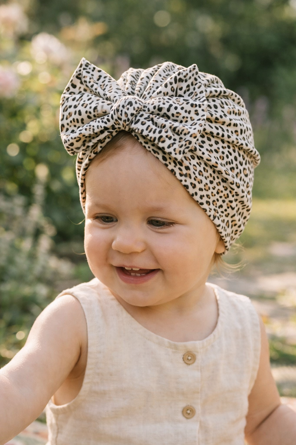 Leopard Bow Turban Hat | Baby & Toddler & adult Headwrap