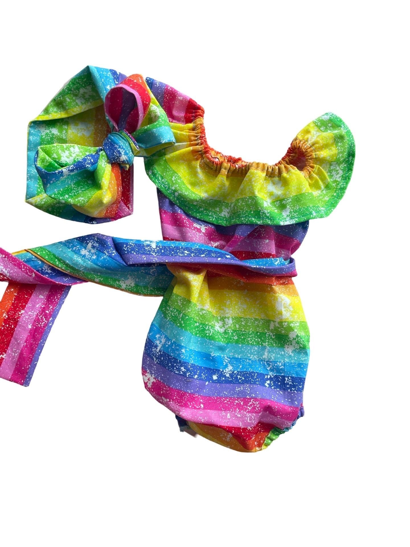 Rainbow Birthday Romper with Matching Bow Wrap | Custom Baby Girl Outfit | Cake Smash & First Birthday