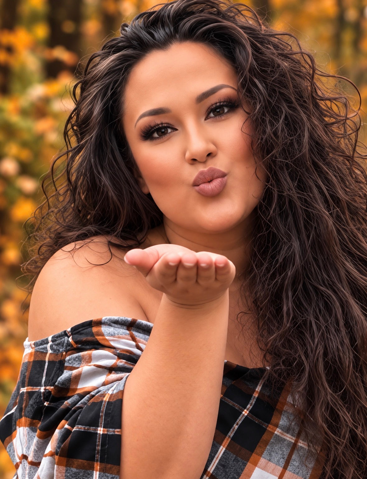 Women’s Plaid Off Shoulder Batwing Top | Oversized Fall Poncho Blouse