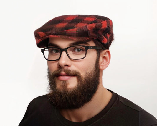 Buffalo plaid flat cap