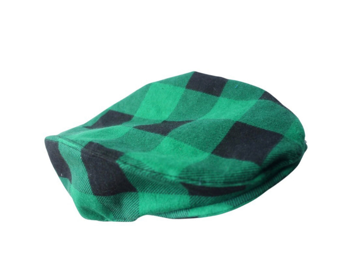 Green Buffalo Plaid Flat Cap