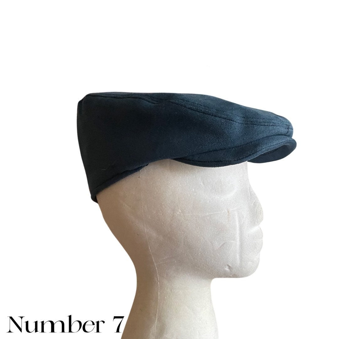 Suede Boys Flat Cap Hat Navy Blue Linen - Kids Peaky Blinders Cap - Baby Gatsby Hat - Toddler Newsboy Hat