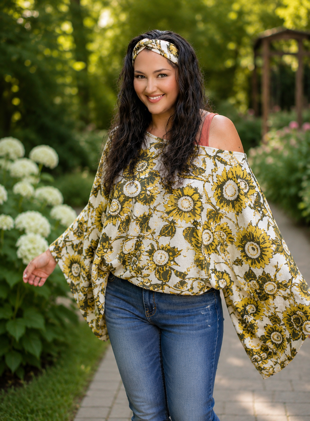 Bat wing Off Shoulder Top, one size sweater, bat wing sleeve blouse, oversized sleeves, off shoulder knit sweater, Womens sweater, sunflower