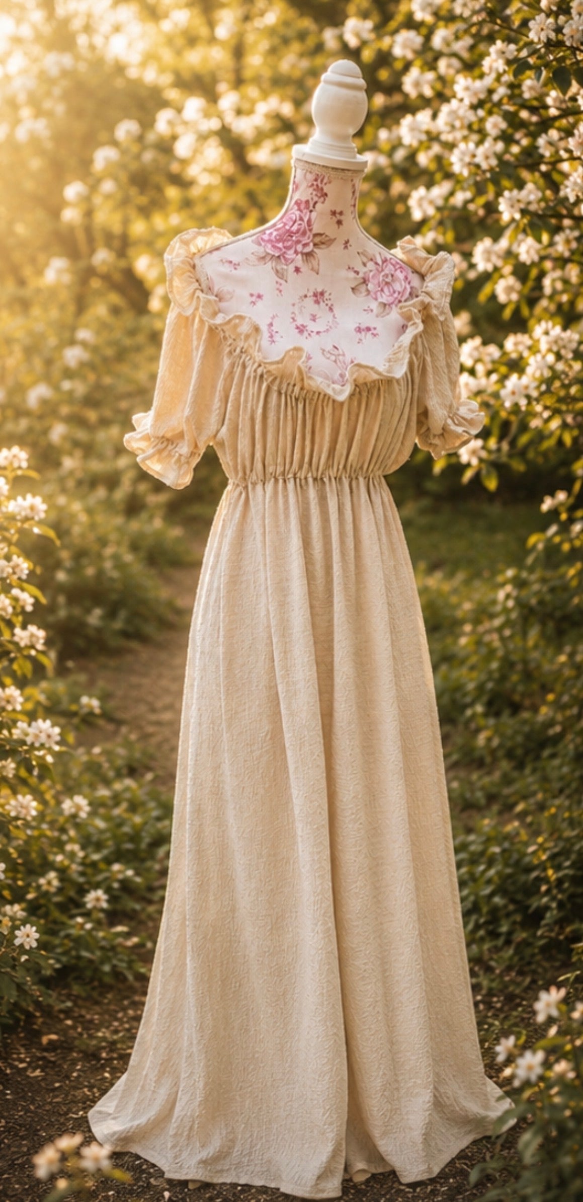 Regency Gown - Crinkled knit long dress - 1800s gown - Vintage Style Gown - Puckered Dress Full Length- choose your colour