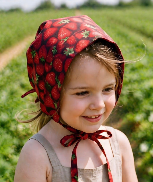 strawberry, reversible baby sun bonnet