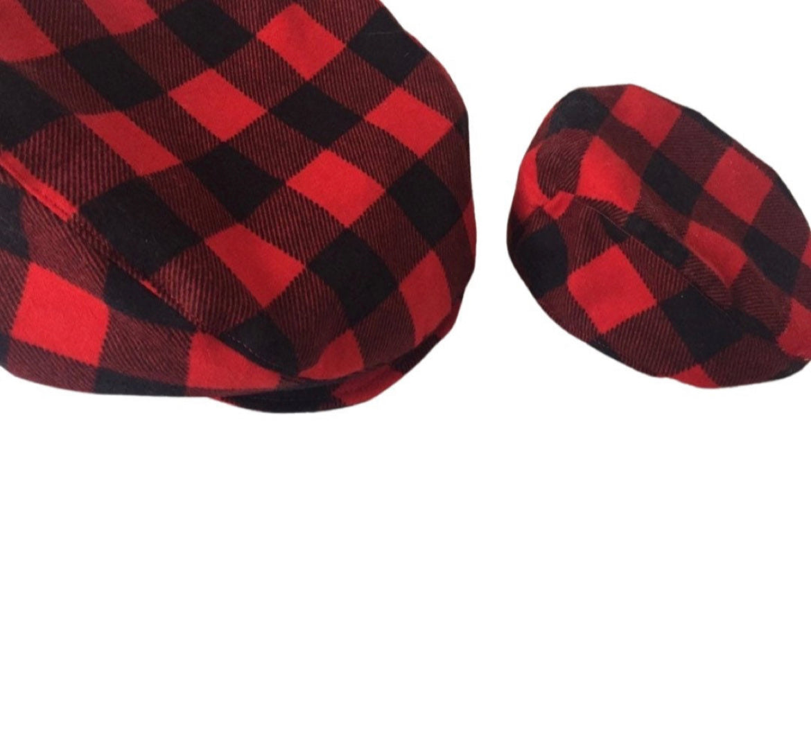 Red and Black Buffalo Check Flat Cap for boys and men