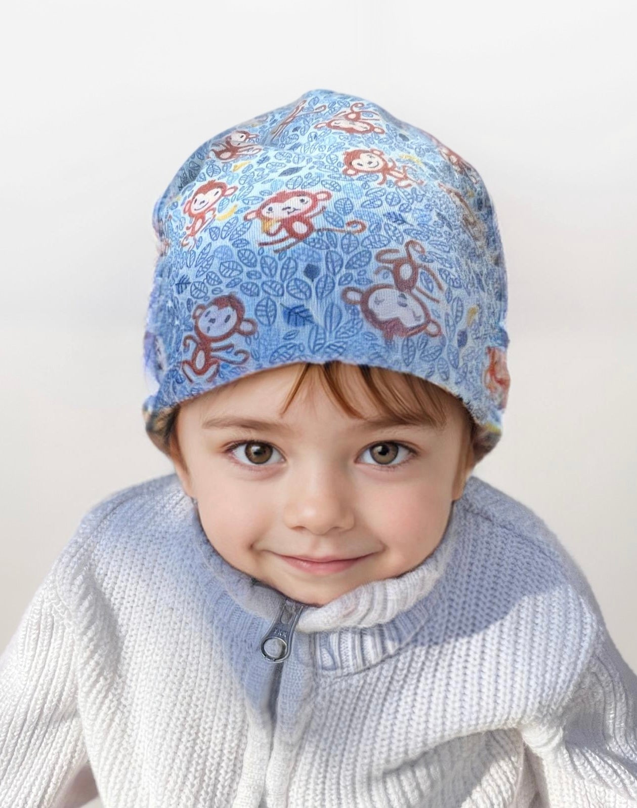 Reversible Monkey beanie hat