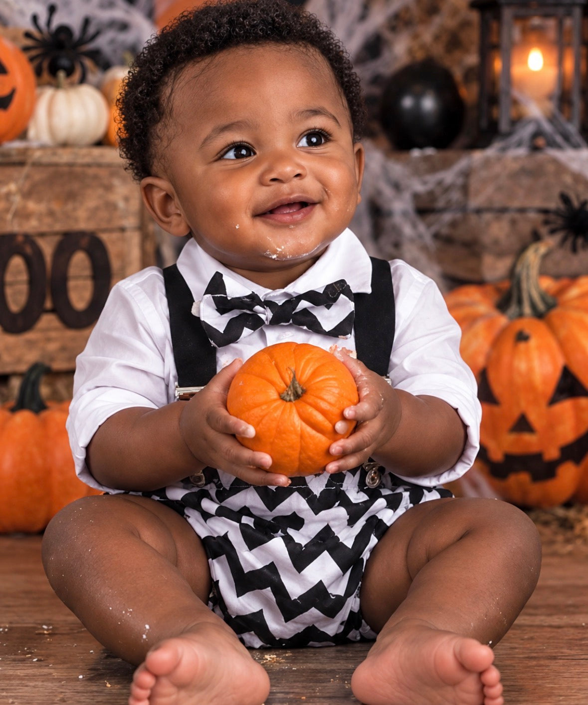 Chevron Cake Smash Outfit -1st Birthday- Bloomer, suspenders, bow tie