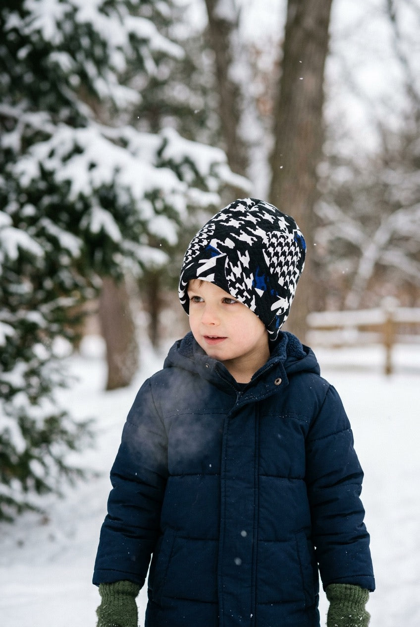 Beanie Hat. Slouchy beanie. Toddler beanie. Toque. Houndstooth hat