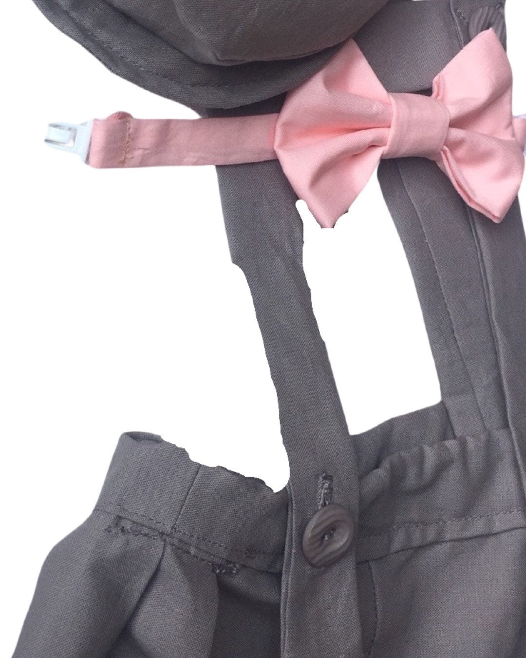 Boy shorts with suspenders Ring bearer outfit Baby boy linen suit First birthay clothes Baptism overalls Diaper cover set Rompers light Gray