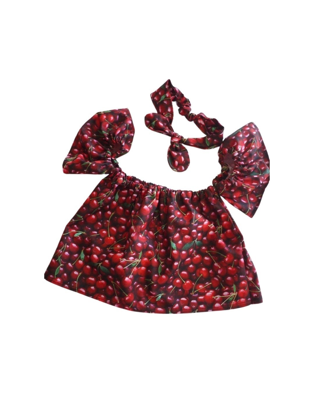 Cherry off shoulder top, girls cherry crop top, toddler summer crop off shoulder