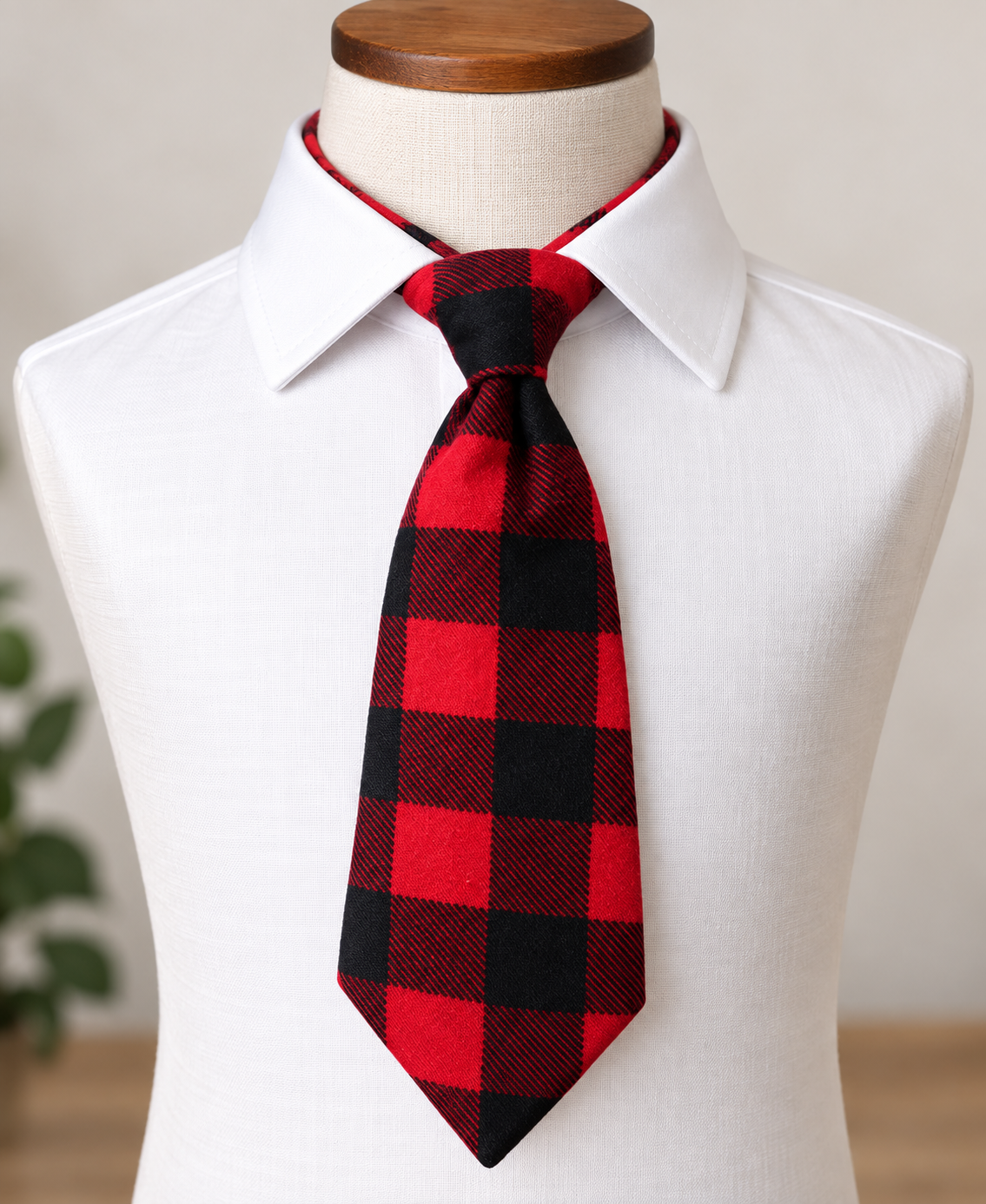 Red & Black Buffalo Plaid Necktie – Christmas Lumberjack Tie & Wedding Groomsman Tie