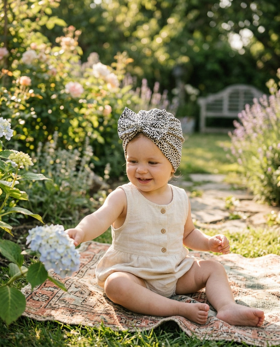 Leopard Bow Turban Hat | Baby & Toddler & adult Headwrap
