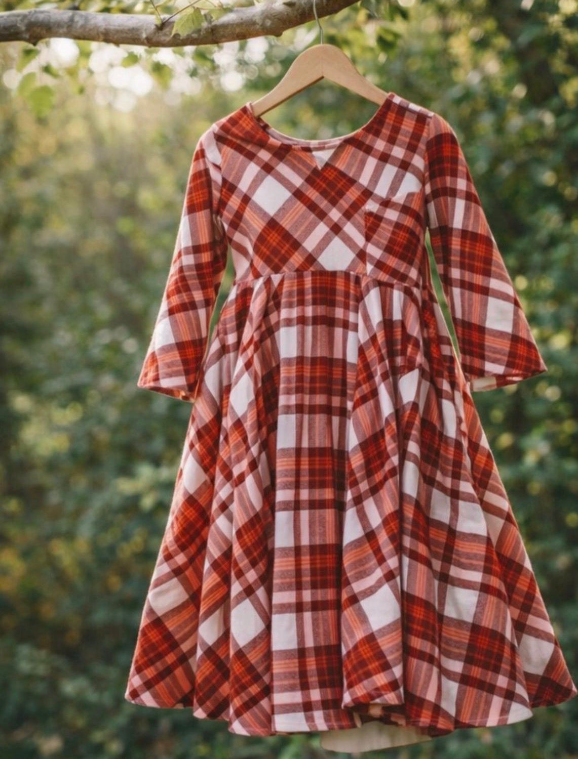 Girls Burnt Orange and Boho Floral Twirl Dress, Fall Family Photos Dress For Girls, Modern Twirly Dress, Unique Girls Dresses, Toddler Dress
