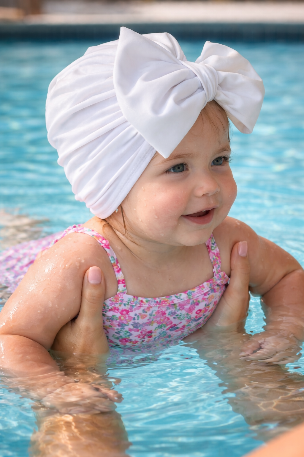 Mommy & Me Swim Turban Hat – Baby Girl Bow Swim Cap