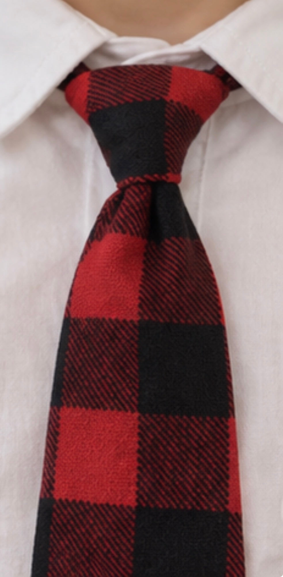 Red & Black Buffalo Plaid Necktie – Christmas Lumberjack Tie & Wedding Groomsman Tie